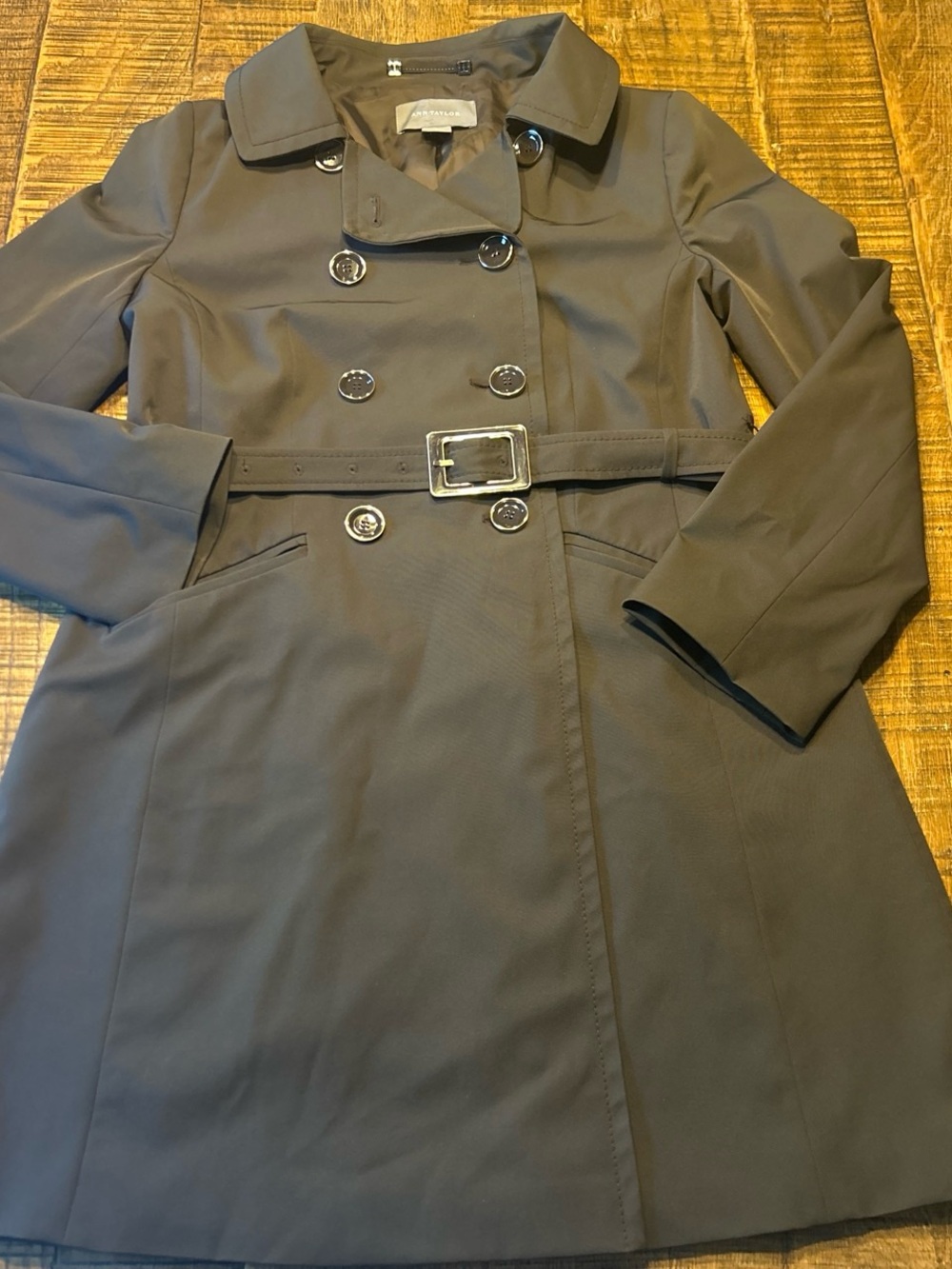 Ann Taylor Double-Breasted Trench Coat in olive/Brown